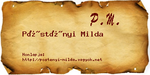 Pöstényi Milda névjegykártya